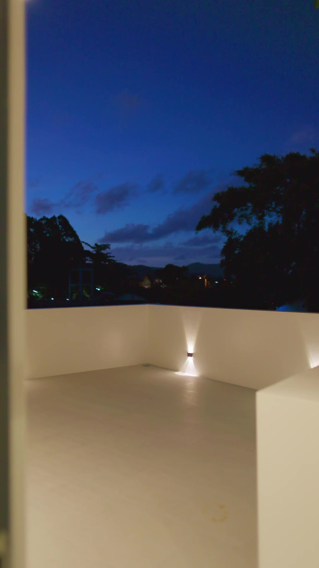 Roof terrace at dusk